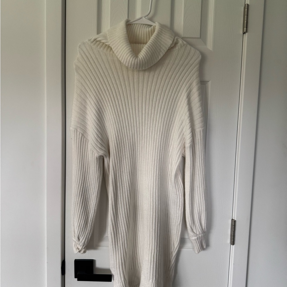 Chunky White Cowl Neck Sweater